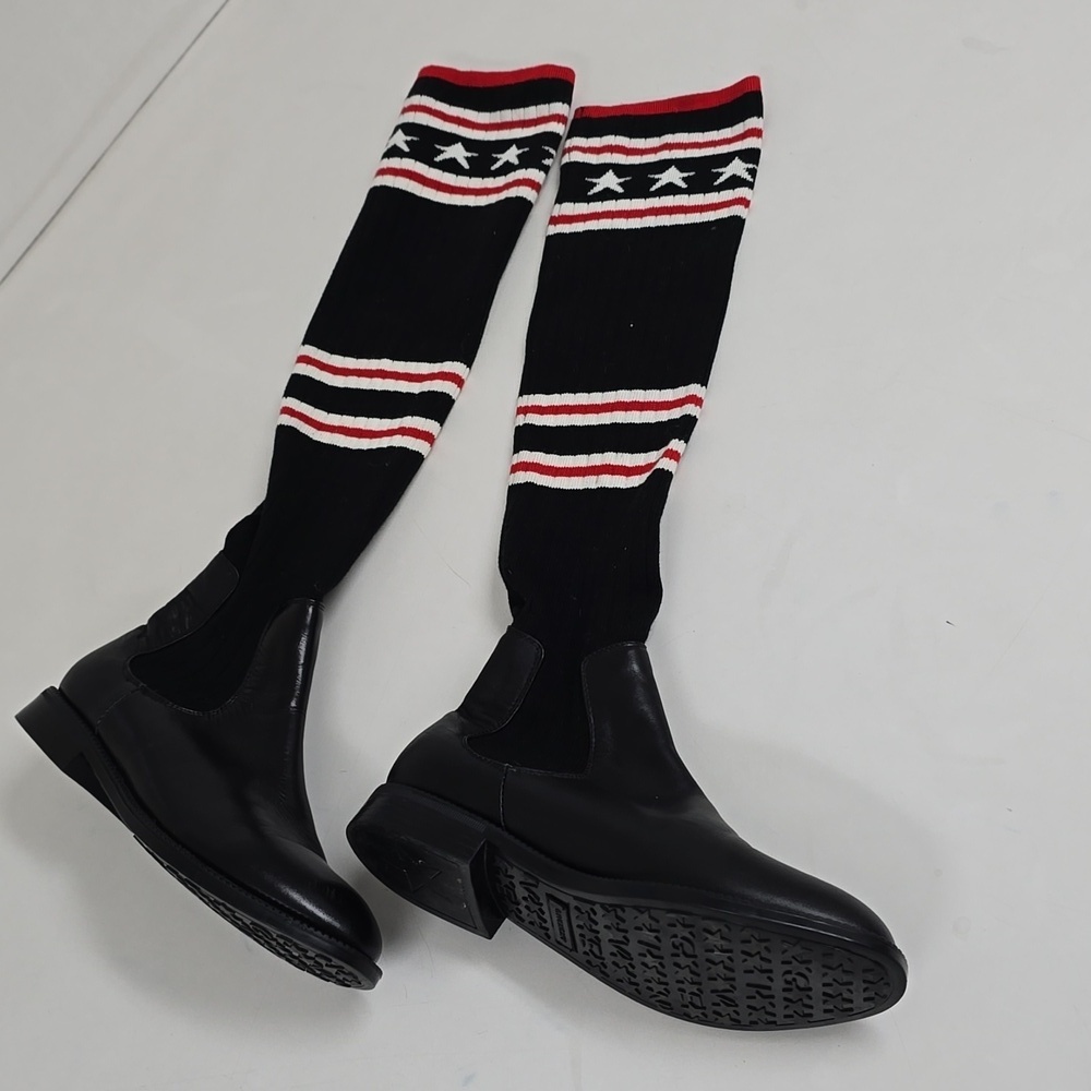 Givenchy. Storm rubber and ribbed-knit thigh sock boots - Picture 2 of 14